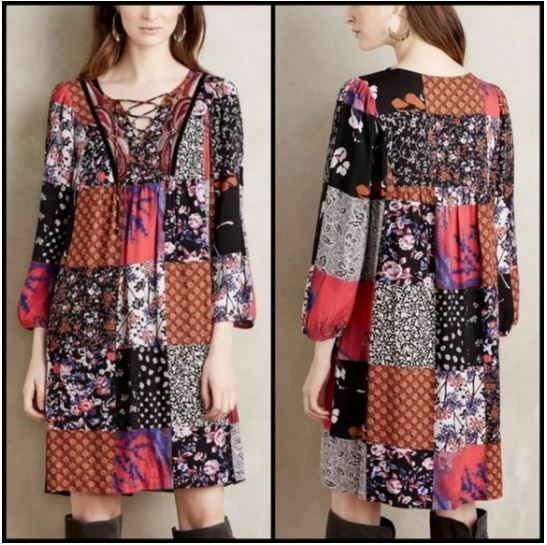 ANTHROPOLOGIE Dress Patchwork Practical Magic One… - image 1