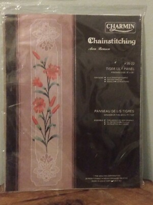 Janlynn Charmin Chainstitching Tiger Lily Panel 35-22 Ann Benson 8''x 28'' NIP