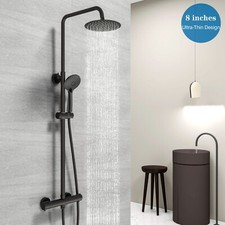 Exposed Thermostatic  Shower Mixer Bathroom Twin head Square&Round Bar Set