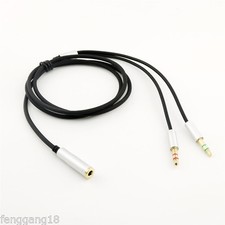 1x 3.5mm Stereo Audio Female to 2x Male Headset Mic Y Splitter Adapter Cable 1m