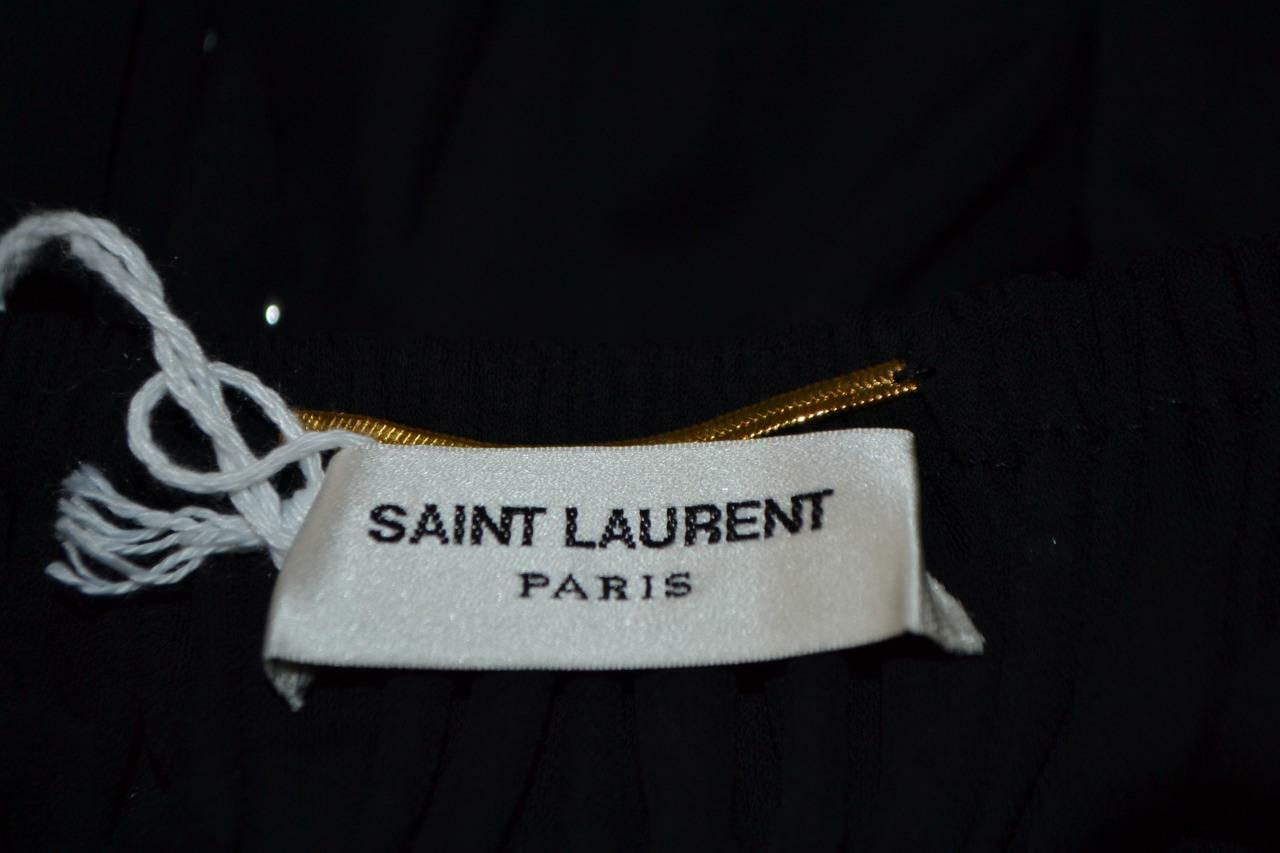 Camicia top Saint Laurent nera borchiata a spalla LS Peasant F 40 US 8 $2.690