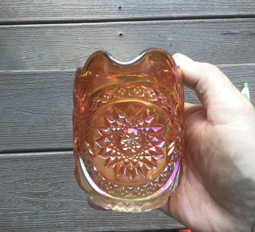 SALE !!!!!!!! ANTIQUE MARIGOLD IMPERIAL CARNIVAL GLASS “HOBSTAR” CREAMER - Picture 3 of 9