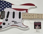 ADRIAN BELEW SIGNED USA FLAG ELECTRIC GUITAR RED CRIMSON JSA COA — photo 2