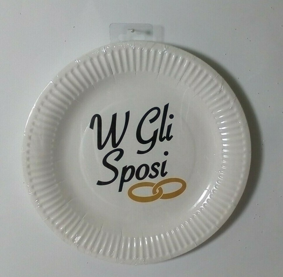 PIATTO W GLI SPOSI 21 cm 6 PEZZI FESTA PARTY ALLESTIMENTO BUFFET