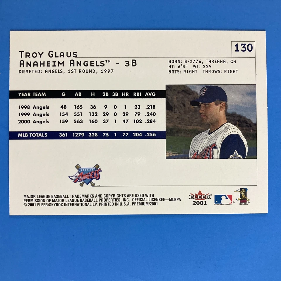 Troy Glaus 2001 Fleer Premium Card #130 MLB Anaheim Angels - Image 2 of 2