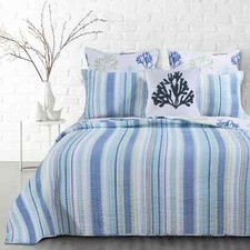 LEVTEX HOME COPA CABANA 3 PIECES FULL/QUEEN QUILT SET COLOR BLUE/GREEN,WHITE NEW