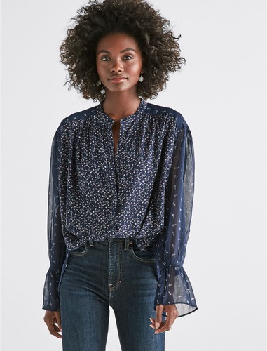 Lucky Brand Womens L BOHO Navy Blue 