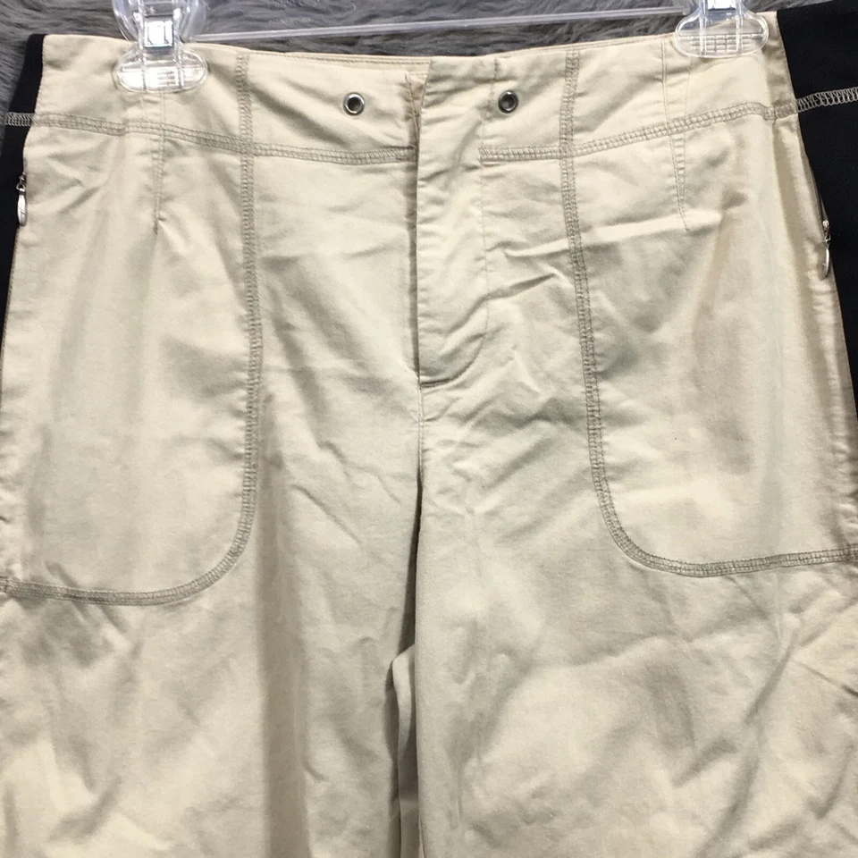 Danskin Now 裤子女式中号 8/10 Petite 32X29 棕褐色燕尾服拉链口袋 — 第 3/4 张图片