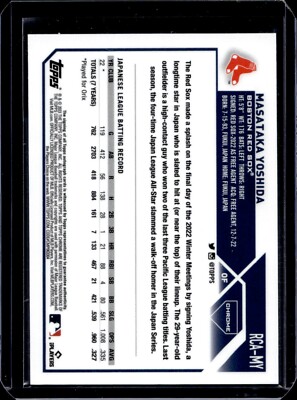 2023 Topps Chrome Logofractor Masataka Yoshida #RCA-MY Rookie RC