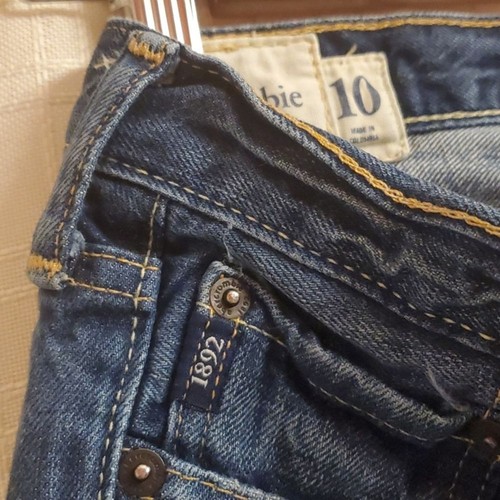 Abercrombie Jeans Boys Size 10 Blue Kilburn Low Rise Boot Distressed - Picture 8 of 16