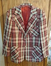 Mens Jacket Sz M Johnny Carson Tweed style fabric Two Button Blazer Hipster VTG