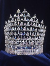 Crystal Rhinestones AB Crown.5Row Rhinestone At Bottom Round Crown.6 3/8" Tall.