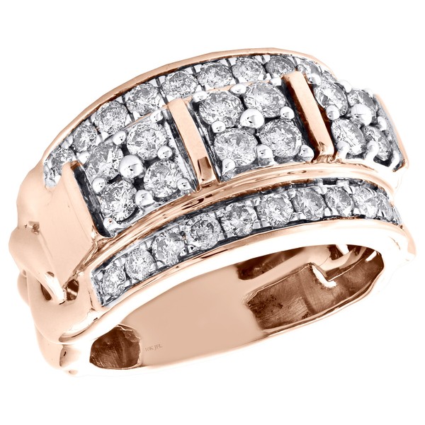 10K RoséGold Runde Diamant Cuban Link Statement Pinky Ring Hochzeitsband 2 Ct.-image