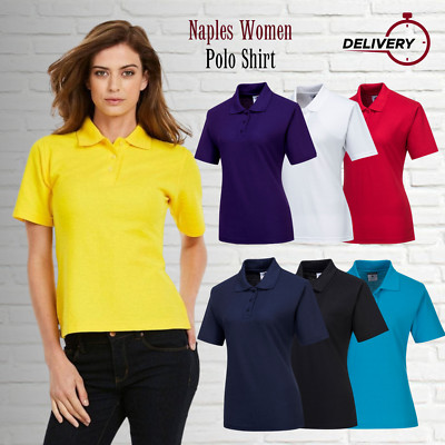 PORTWEST Ladies Plain Polo T-Shirt Womens Breathable Regular fit Casual Top B209