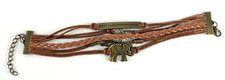 Leather Multi Charm Bracelet Elephant Love Infinity Symbol Inspirational Phrase