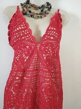 Boho Charlotte Russe Red thick lace frill bodycon dress SzM