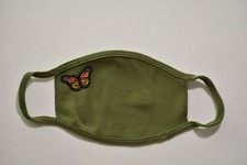 Small Monarch Butterfly Patch Design on Olive Dual Layer Washable Face Mask