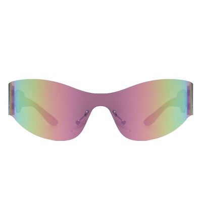 Futuristic Reflective Shield Unisex Sunglasses - Mirrored 