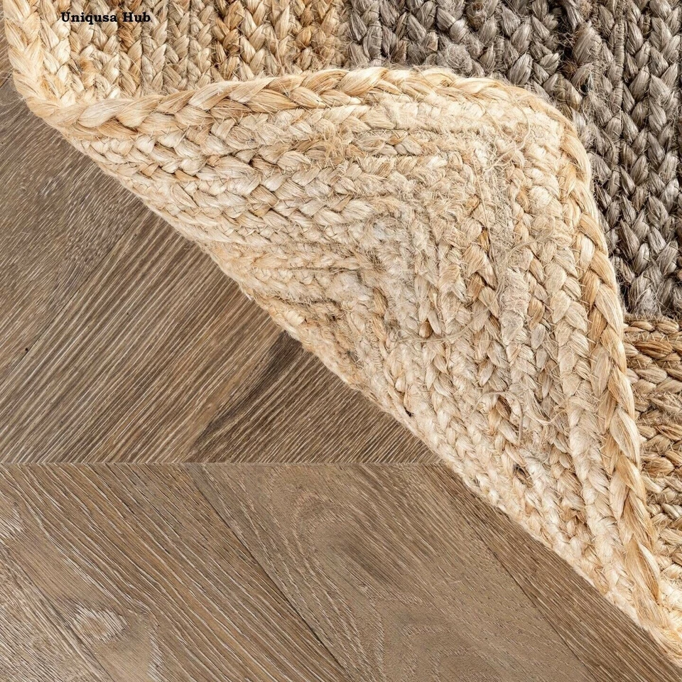 Runner Rug Braided Jute Natural Fiber Farmhouse Jute Area Rug Rustic Look Carpet - Image 3 of 4
