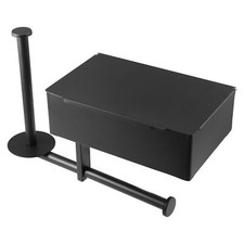 Bathroom Toilet Roll Holder Shelf Wall Mount Double Roll Tissue Holder Black