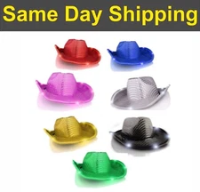 LED Light Up Flashing Cowboy Hat With Sequins By Party Glowz