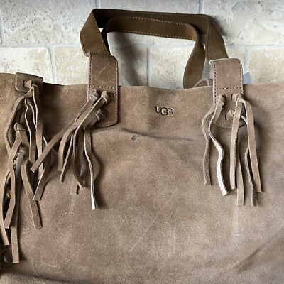 UGG LEA TOTE FRINGE CHESTNUT SUEDE HOBO SHOULDER BAG NEW WITH TAG