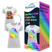 DTF Film13in x 16.4ft Reflective Colorful DTF Transfer Film Roll Cold Peel USA