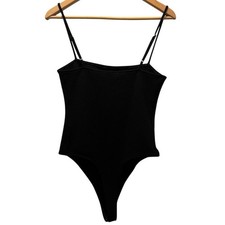 Show Me Your Mumu Black Bodysuit Women’s Size Large Textured Spaghetti Strap