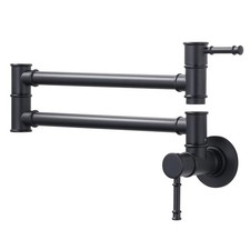 Black Wall Mount Pot Filler Faucet - Retractable Single Hole Modern Kitchen S...