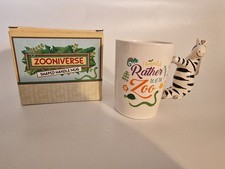 Zooniverse Zebra Shaped Handle Mug | "I Would Rather Be At The Zoo" | Boxed