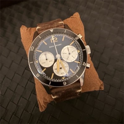 Dan Henry 1962 Quartz Chronograph Blue Dial 39mm SS Brown Leather 50m