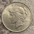 1922-P Peace Silver Dollar, Almost Uncirculated Excellent Condition