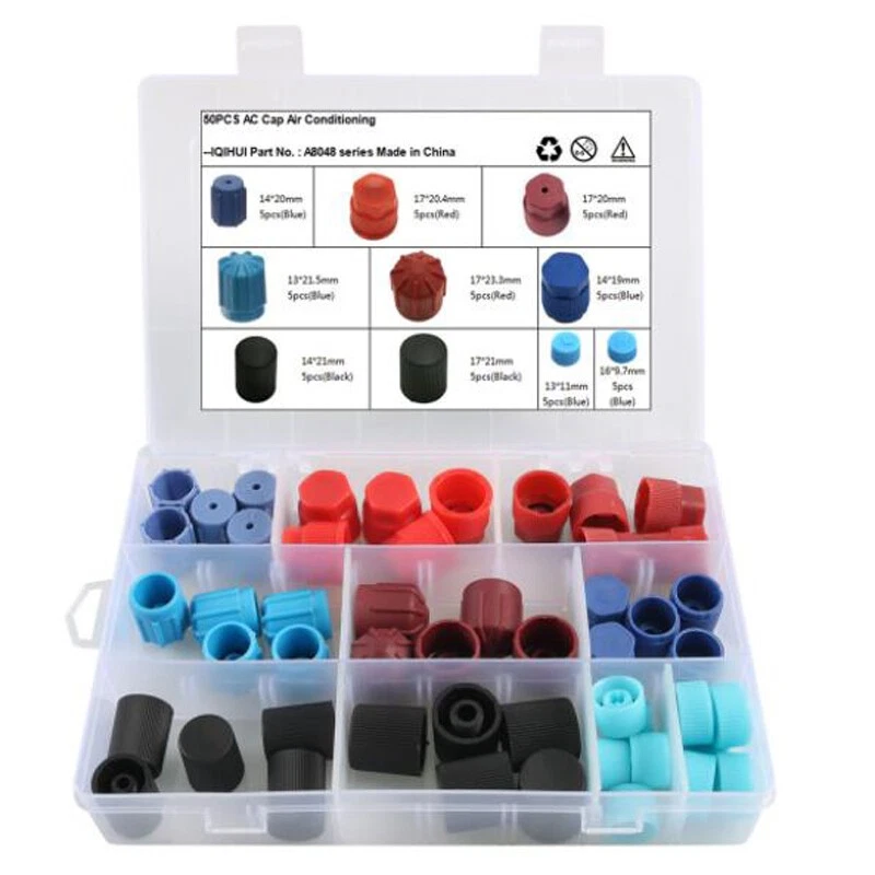 50PCS Car Repair A/C R134a R12 High Low Side Valve Core Port Dust Caps Tool Foto 3 de 4