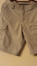 Men's Grey Cargo Shorts Nylon Polyester Spandex Flat Front Casual Pockets