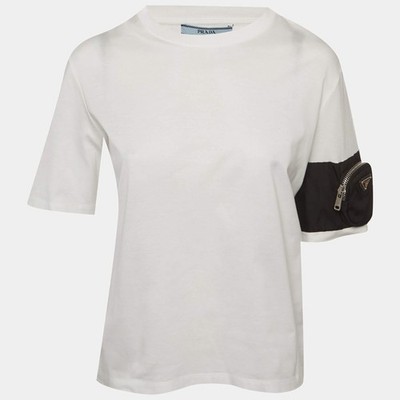 Prada White Jersey and ReNylon Pocket Tshirt S