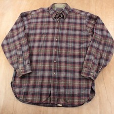 PENDLETON plaid wool flannel camp shirt LARGE tag vtg 70s 80s usa made