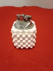 Vintage Old Fenton Milk Glass Hobnail Chrome Lighter