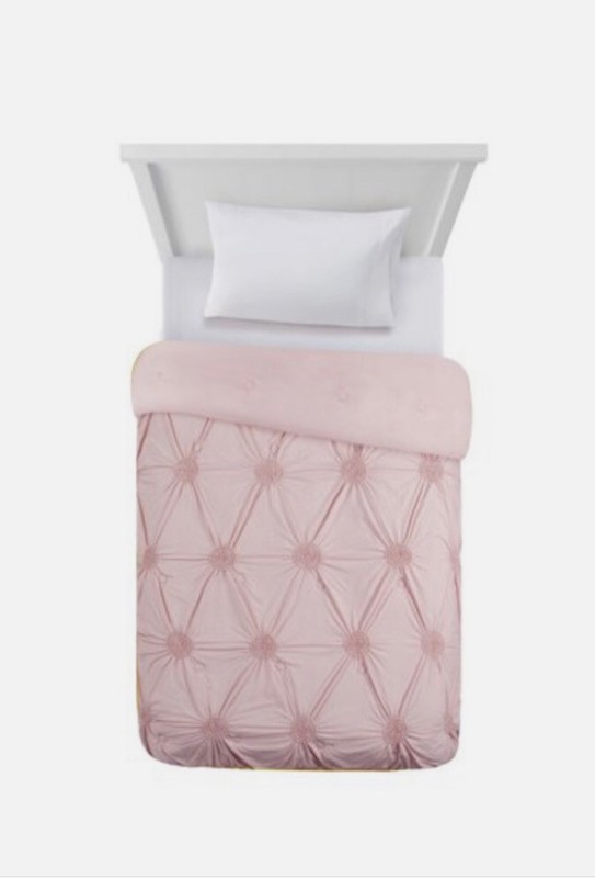 Mainstays Ruched Comforter, Pink, Full/Queen