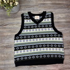 Hanna Anderson Boys Holiday Isle Sweater Vest Festive Sleeveless Snowflake 6  7