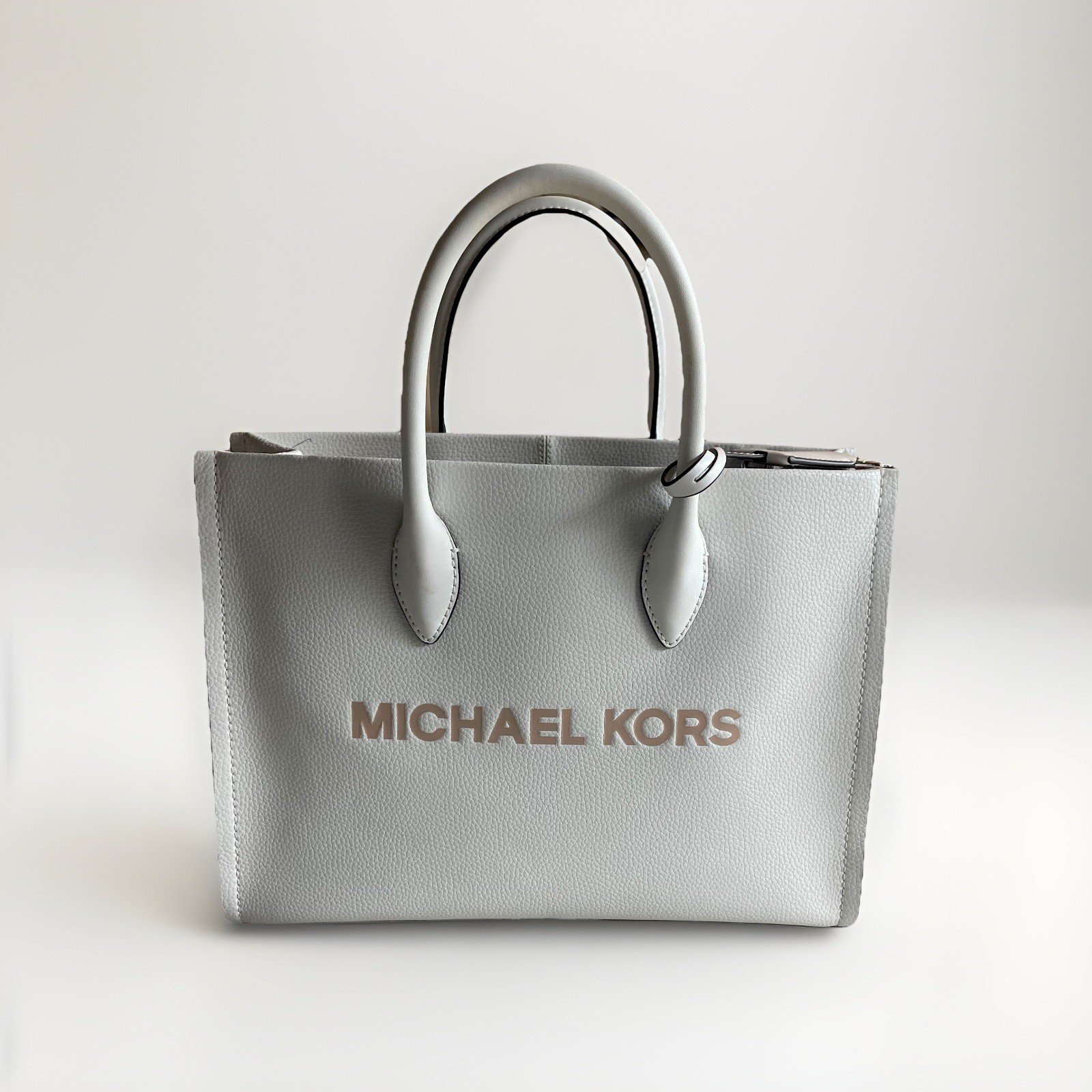 Michael Kors Mirella Women Medium Pebbled Leather Crossbody Tote Bag Light Cream