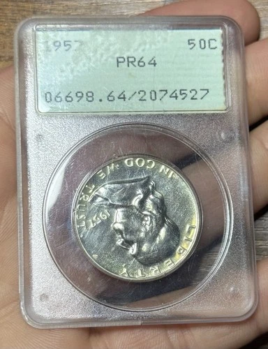 1957 Ben Franklin Half Dollar Proof! OGH 1st Gen Rattler PCGS PR64