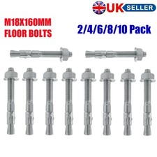 2/4/10 Pack M18 x 160mm Post Lift Floor Anchor Bolts with Spring Washer
