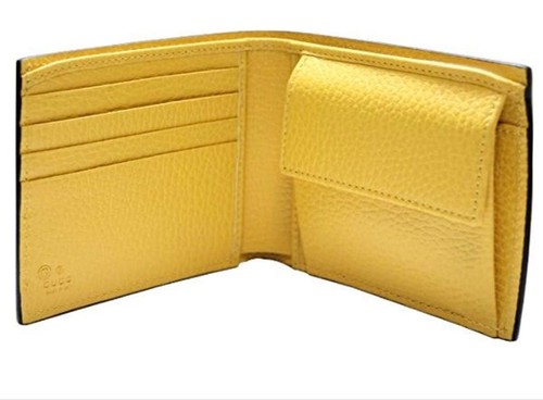 GUCCI Bi-fold Wallet Black/Yellow Leather - Picture 3 of 3