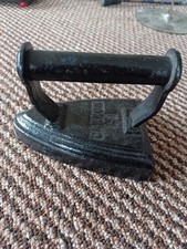 Antique Carron No 4 Cast Iron Flat Sad Iron Victorian Doorstop Bookend Scottish