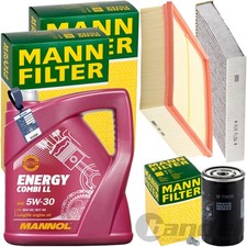 MANN INSPEKTIONSPAKET+5L MANNOL NRG 5W-30 ÖL passend für VW PASSAT B5 A4 1.6-2.0