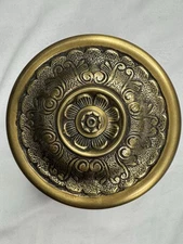 Vintage Ornate Brass Round Medallion Curtain Tie backs Drapery Hold Backs Hooks