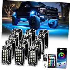 Full Angle LED Rock Lights, 6500K Pure White RGB Rock Light for 12 Pods RGBW