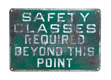 Industrial Metal Sign SAFETY GLASSES REQUIRED Safety Warning Warehouse 14 x 10"