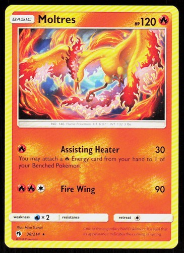 Moltres 38/214 Rare Lost Thunder Pokemon Lightly Played