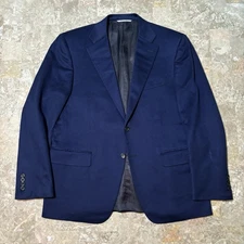 Canali Blazer Mens 50 Blue 100% Cashmere 2 Button Sport Coat Italy Saks
